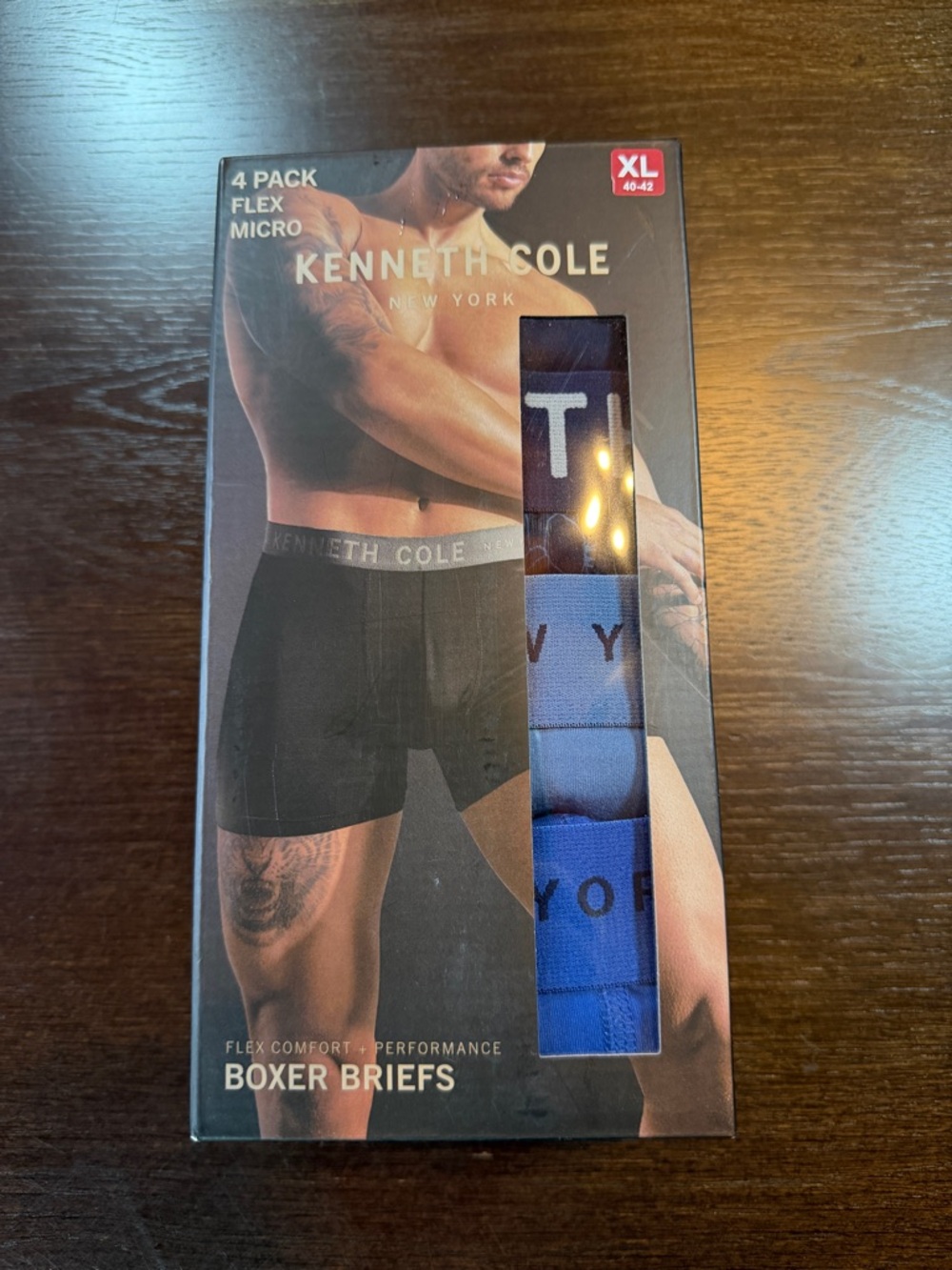 NIB Kenneth Cole Flex Micro Boxer Briefs 4-Pack XL Blue Everyday Comfort